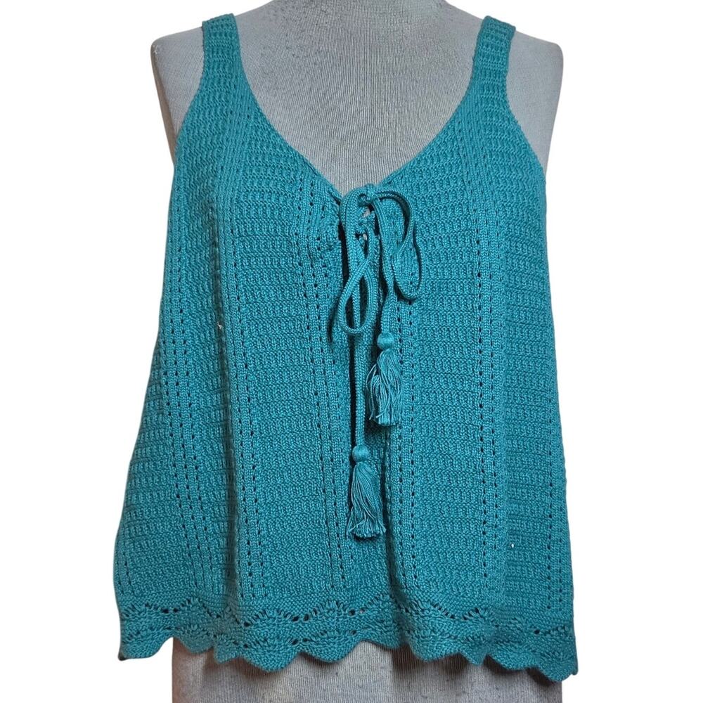 Crochet Knit Cotton Tank Size Large